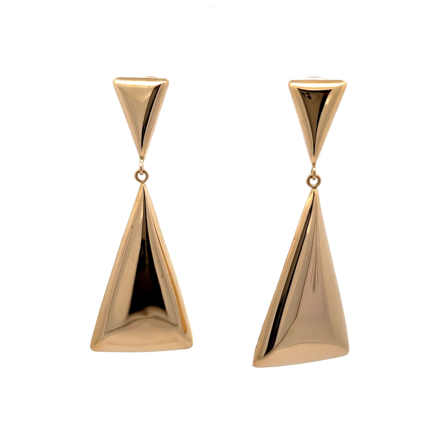 Triangular Drop Earrings in 14k Yellow Gold