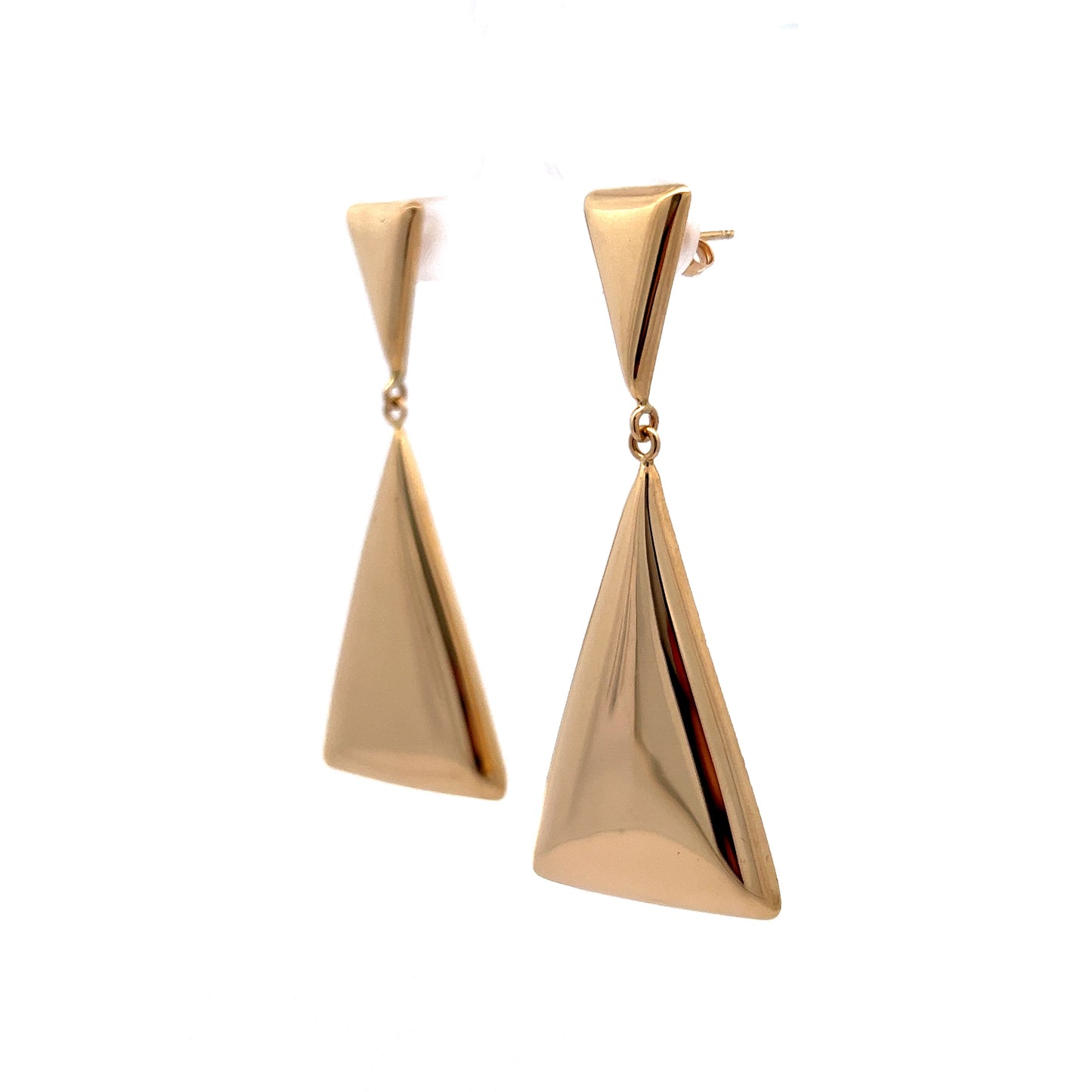 Triangular Drop Earrings in 14k Yellow Gold