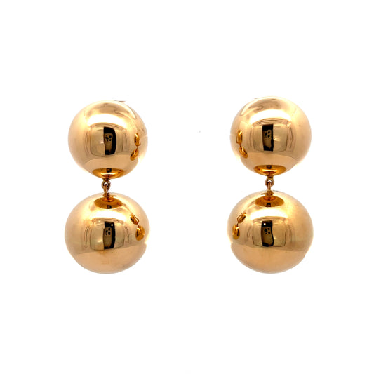 Ball Shaped Drop Earrings in 18k Yellow Gold