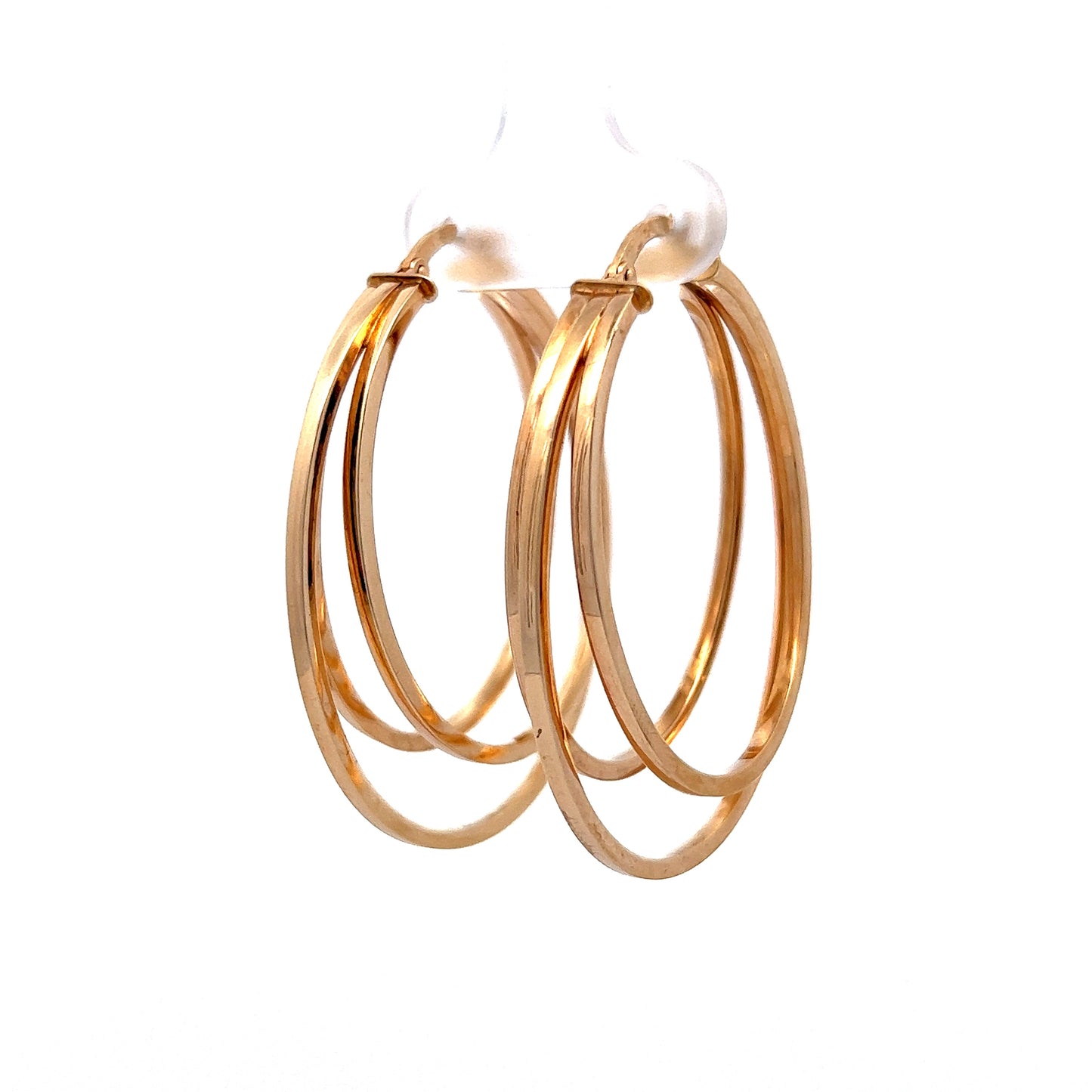 Circular Triple Hoop Earrings in 14k Yellow Gold