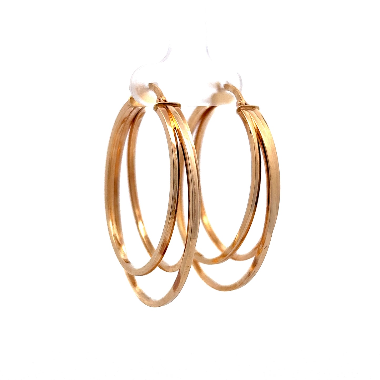 Circular Triple Hoop Earrings in 14k Yellow Gold