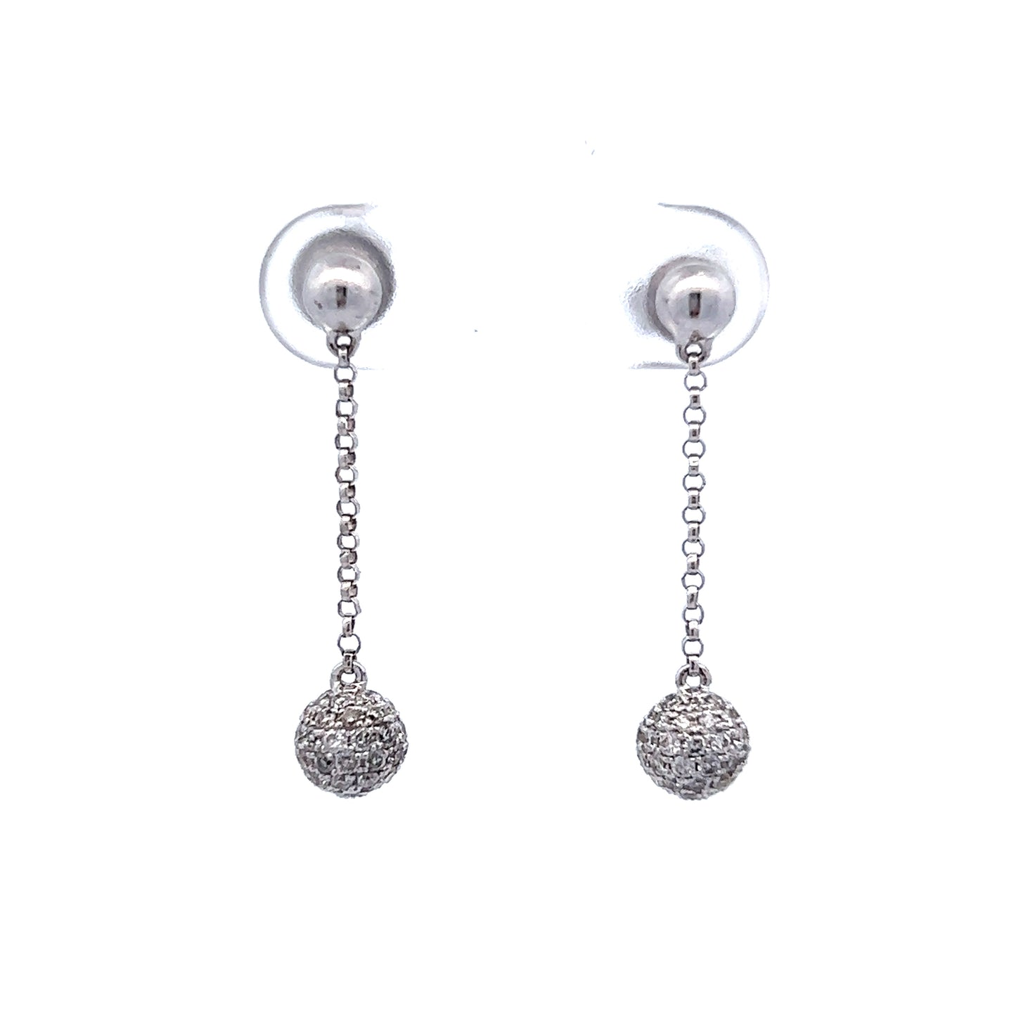 .68 Pave Diamond Dangle Earrings in 14k White Gold