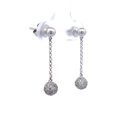 .68 Pave Diamond Dangle Earrings in 14k White Gold