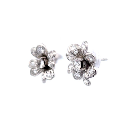 .80 Floral Stud Earrings in 14k White Gold