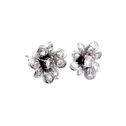 .80 Floral Stud Earrings in 14k White Gold