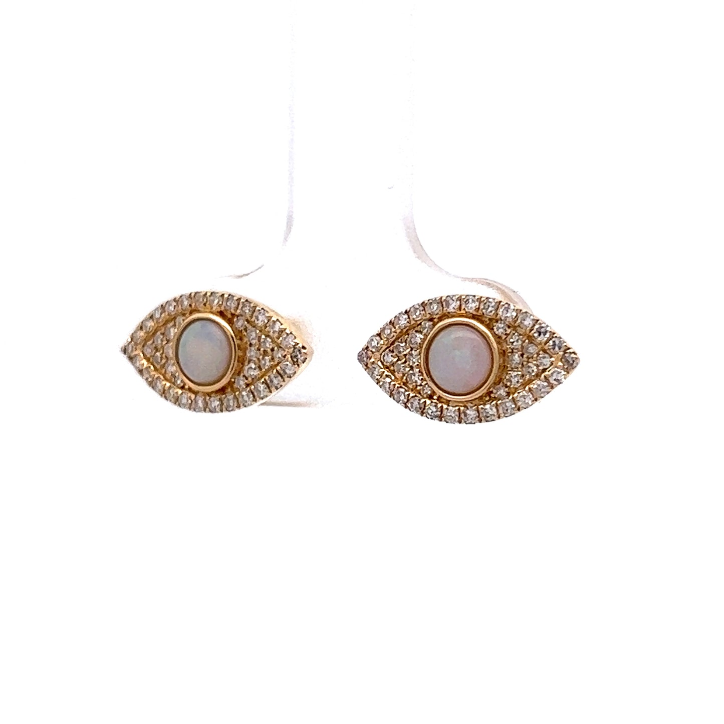 Effy Diamond & Opal Eye Stud Earrings in 14K Yellow Gold