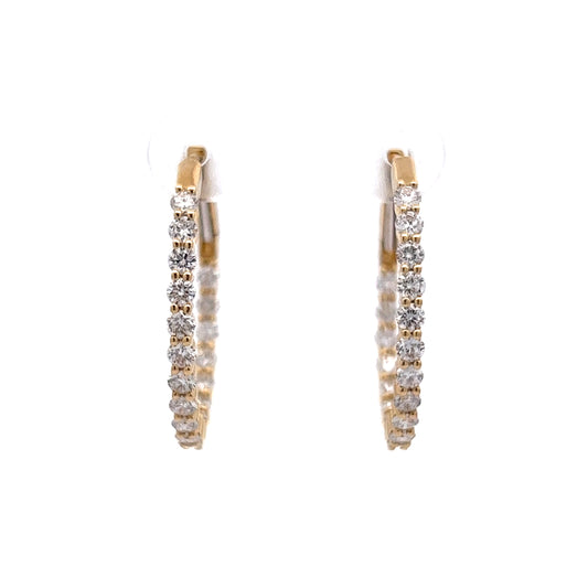 1.52 Diamond Hoop Earrings in 14k Yellow Gold