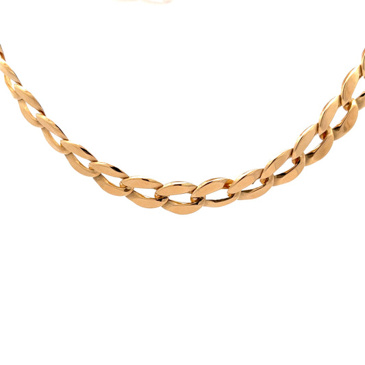 Flat Oval Curb Link Chain Necklace in 14k Yellow Gold