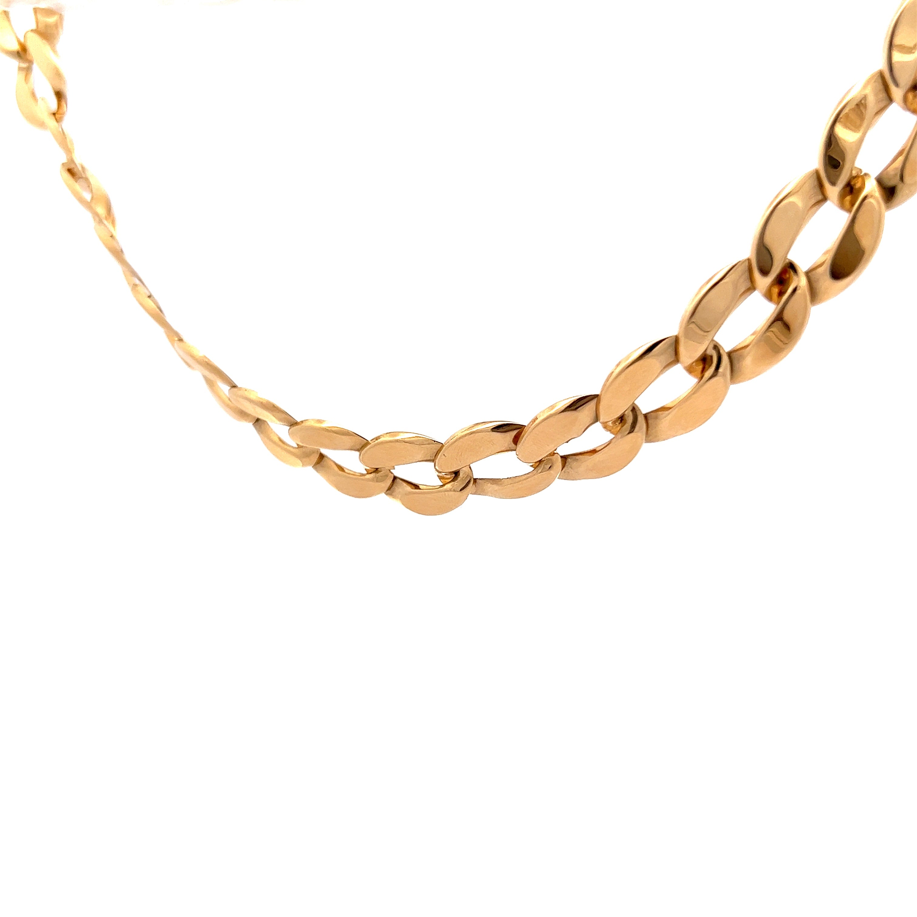 Flat Oval Curb Link Chain Necklace in 14k Yellow Gold