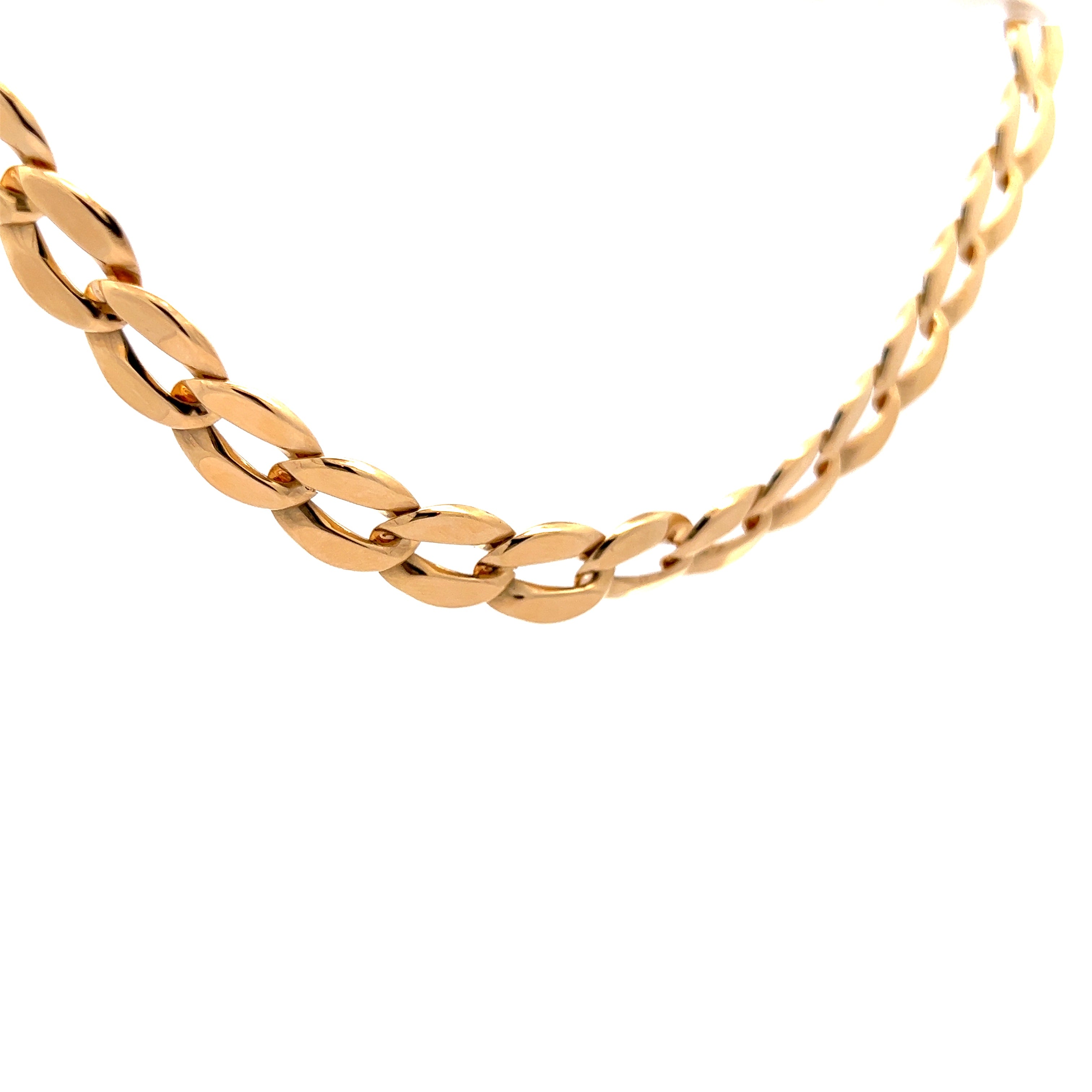 Flat Oval Curb Link Chain Necklace in 14k Yellow Gold - Filigree