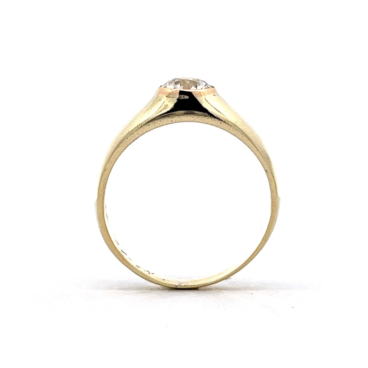 .88 Art Deco European Diamond Engagement Ring in 14k Yellow Gold