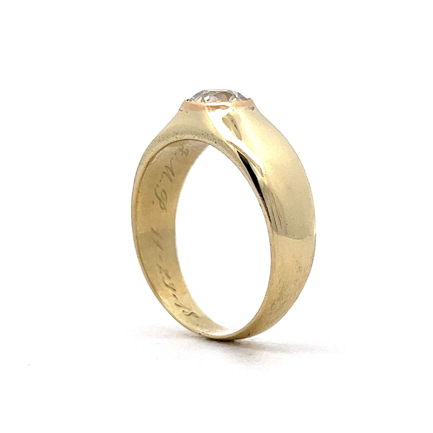 .88 Art Deco European Diamond Engagement Ring in 14k Yellow Gold