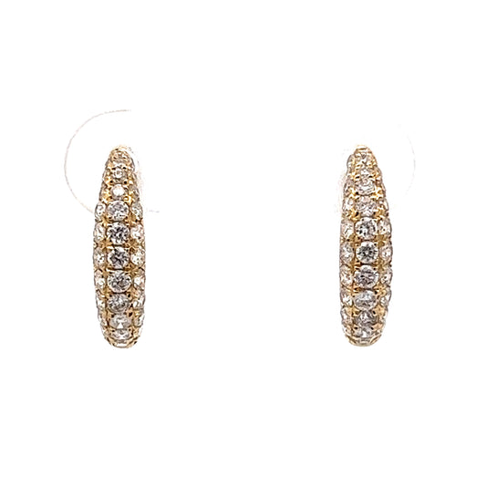 .77 Pave Diamond Hoop Earrings in 14k Yellow Gold