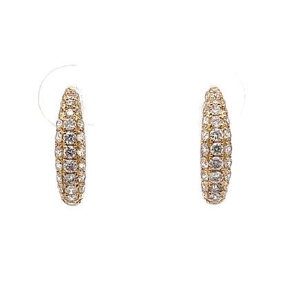 .77 Pave Diamond Hoop Earrings in 14k Yellow Gold