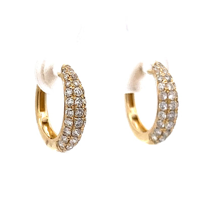 .77 Pave Diamond Hoop Earrings in 14k Yellow Gold