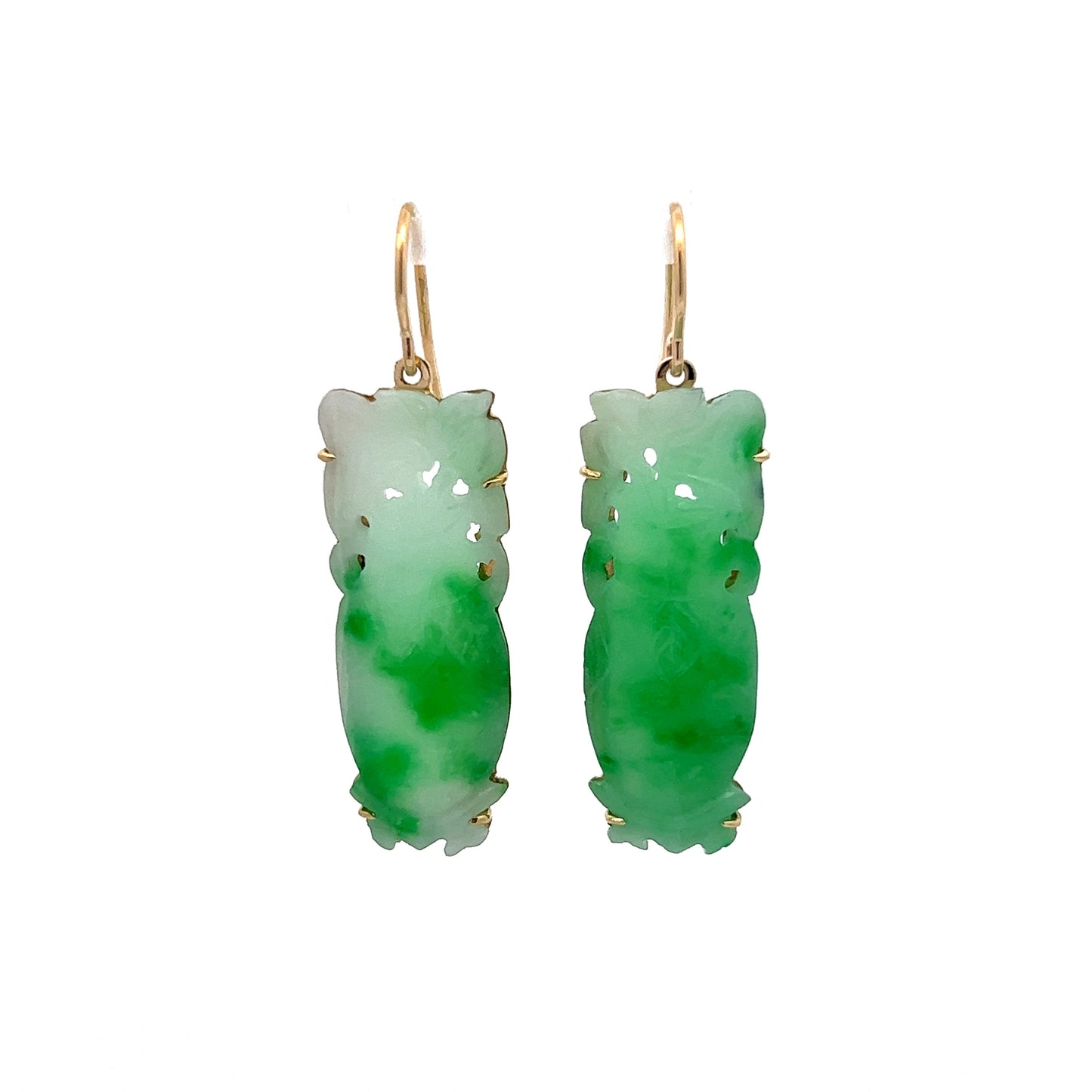 Cabochon Jadeite Drop Earrings in 14k Yellow Gold