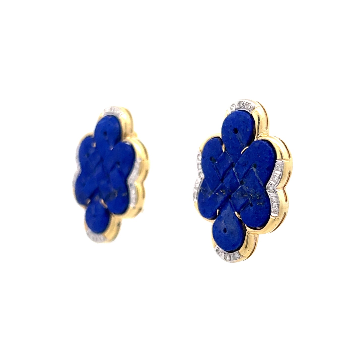 Cabochon Cut Lapis Lazuli Earrings in 14k Yellow Gold