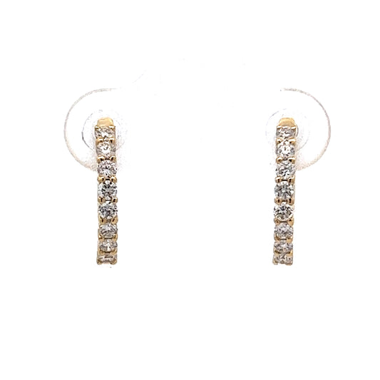 .35 Round Diamond Midi Hoop Earrings in Yellow Gold