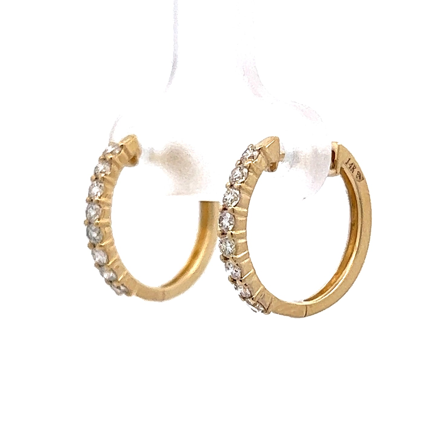 .35 Round Diamond Midi Hoop Earrings in Yellow Gold