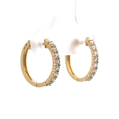 .35 Round Diamond Midi Hoop Earrings in Yellow Gold