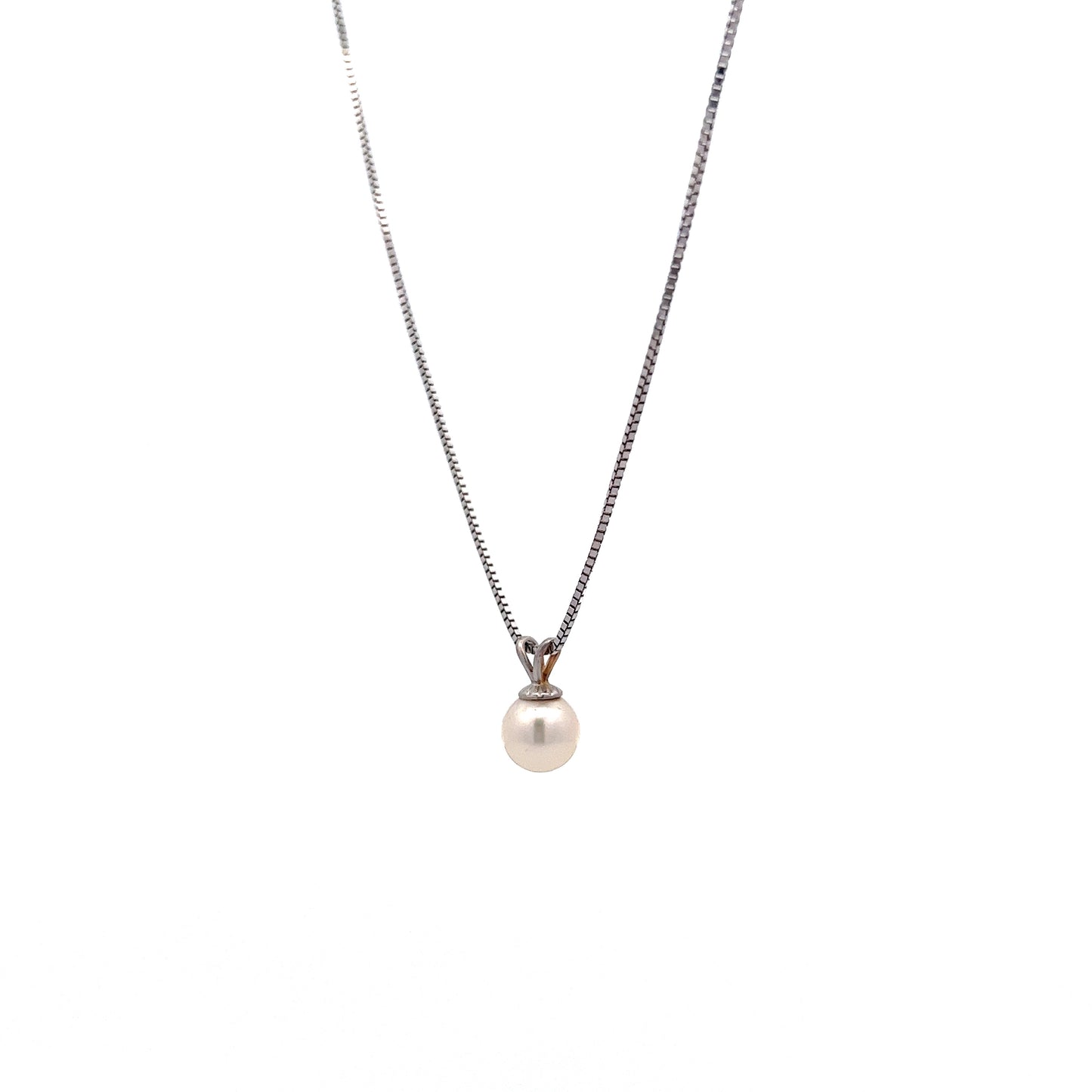 Single Pearl Drop Pendant Necklace in 14K White Gold