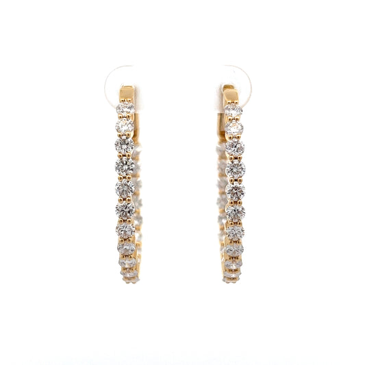 3.95 Diamond Oval Hoop Earrings in 18K Yellow Gold