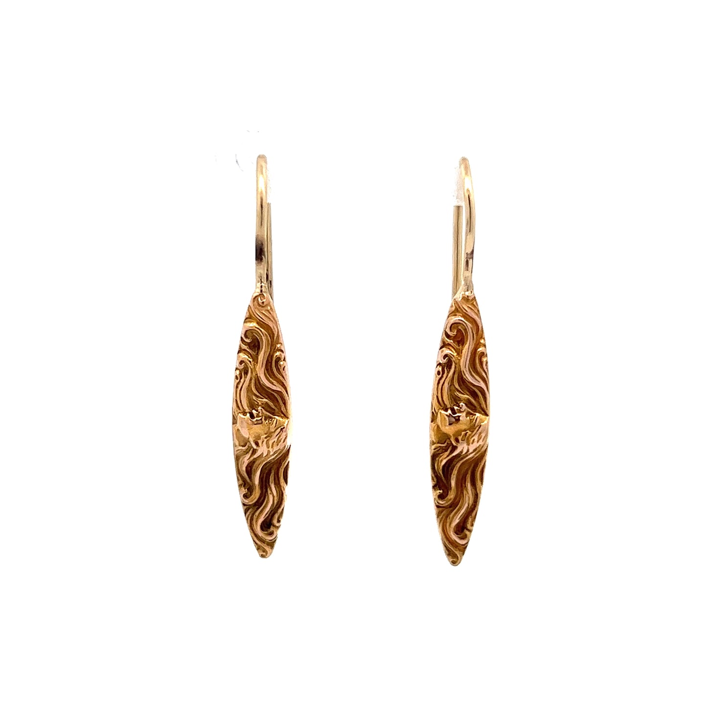 Antique Victorian Diamond Drop Earrings in 14k Yellow Gold