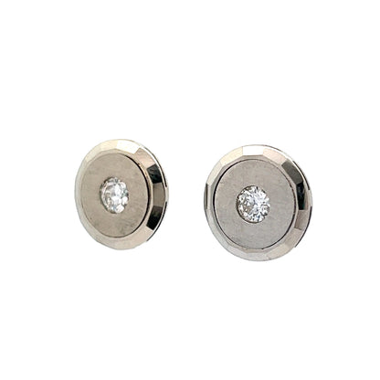 Stylish Art Deco Diamond Stud Earrings in 18K White Gold