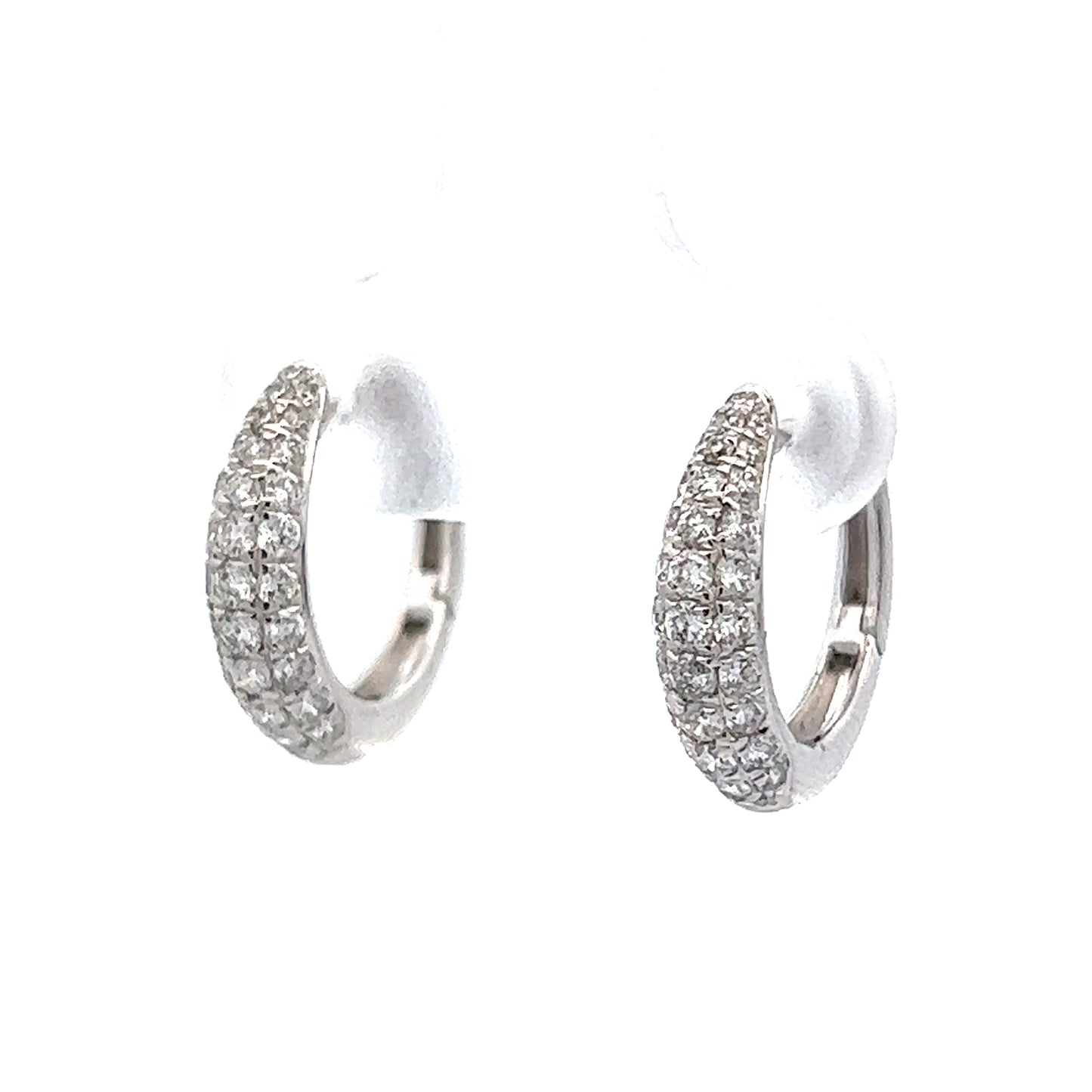 .77 Round Diamond Pave Hoop Earring in 14k White Gold