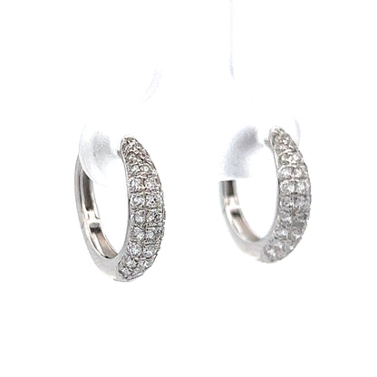 .77 Round Diamond Pave Hoop Earring in 14k White Gold