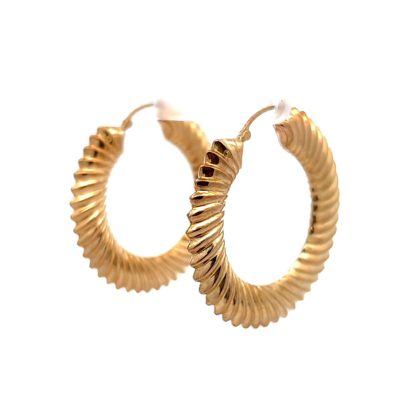 Large Lightweight Textured Hoop Earrings in 14k Yellow Gold