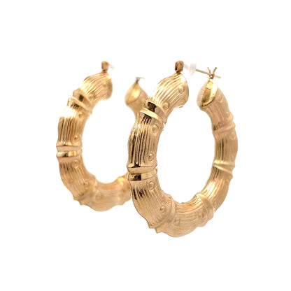 Textured Statement Hoop Earrings in 10k Yellow Gold