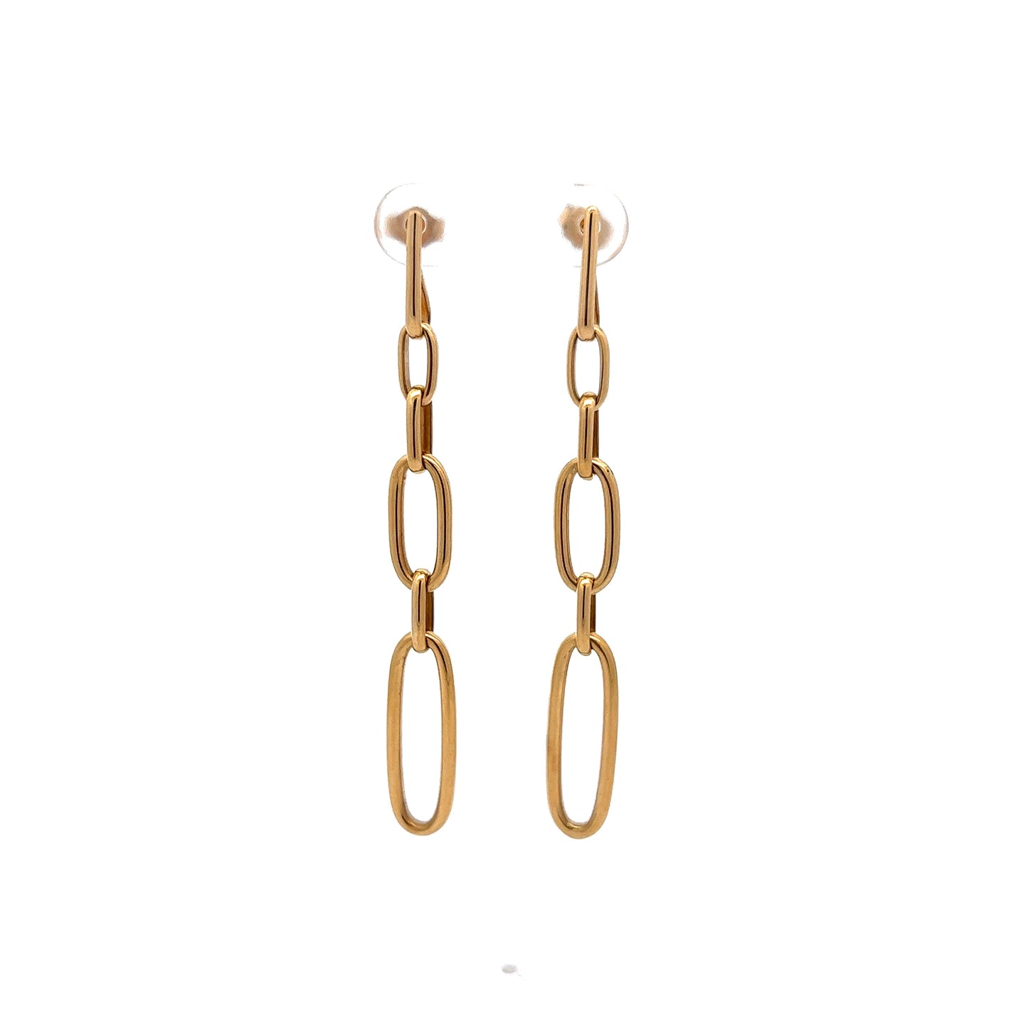 Paperclip Drop Earrings in 14k Yellow Gold