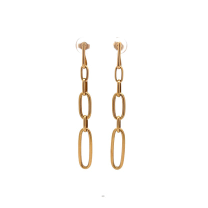 Paperclip Drop Earrings in 14k Yellow Gold