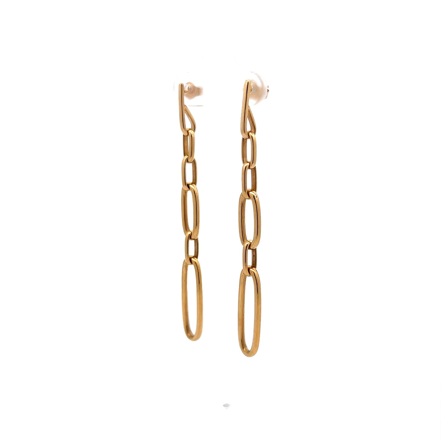 Paperclip Drop Earrings in 14k Yellow Gold