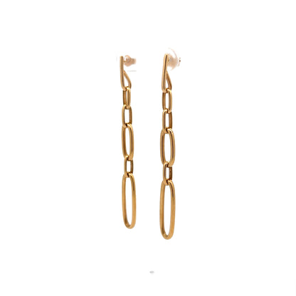 Paperclip Drop Earrings in 14k Yellow Gold