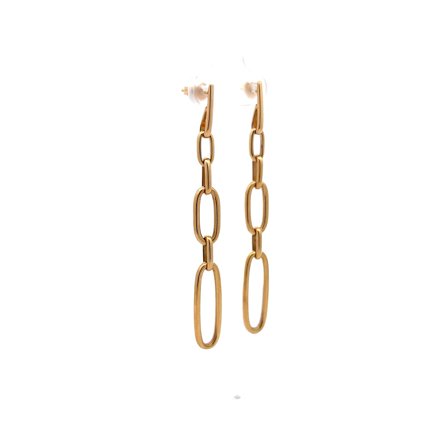 Paperclip Drop Earrings in 14k Yellow Gold