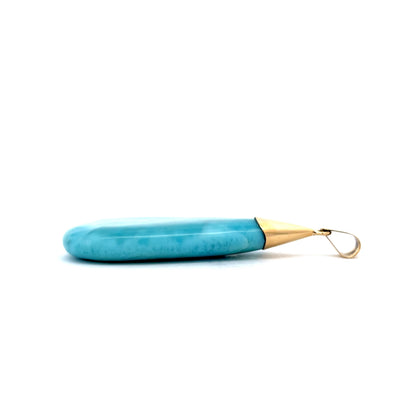 Cabochon Cut Larimar Pendant in 14k Yellow Gold