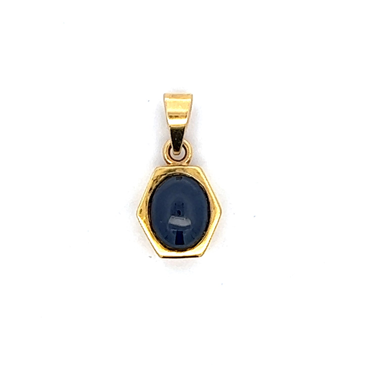 2.18 Blue Sapphire Cabochon Pendant in 18k Yellow Gold