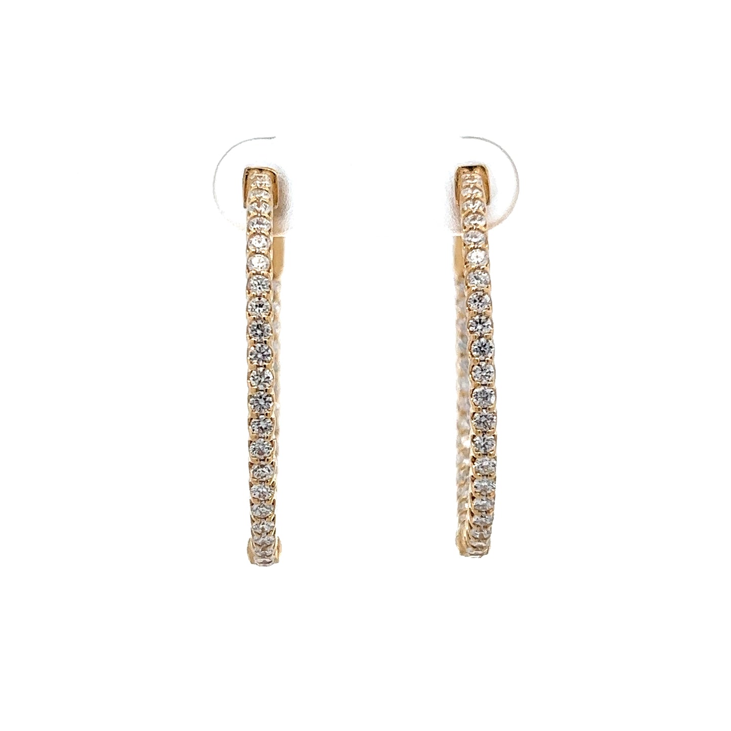 1.43 Round Diamond Hoop Earring in 14k Yellow Gold