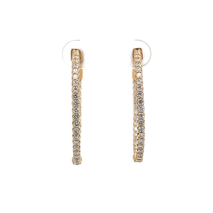 1.43 Round Diamond Hoop Earring in 14k Yellow Gold