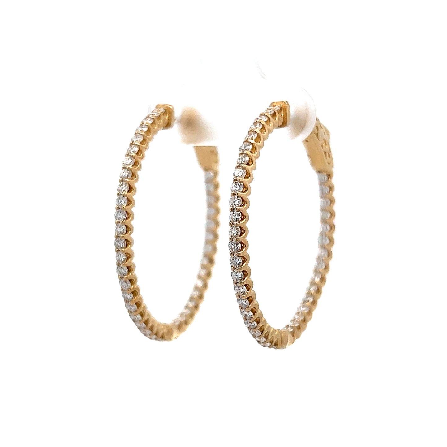 1.43 Round Diamond Hoop Earring in 14k Yellow Gold