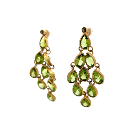 33.40 Pear Cut Peridot Drop Earrings in 18k Yellow Gold