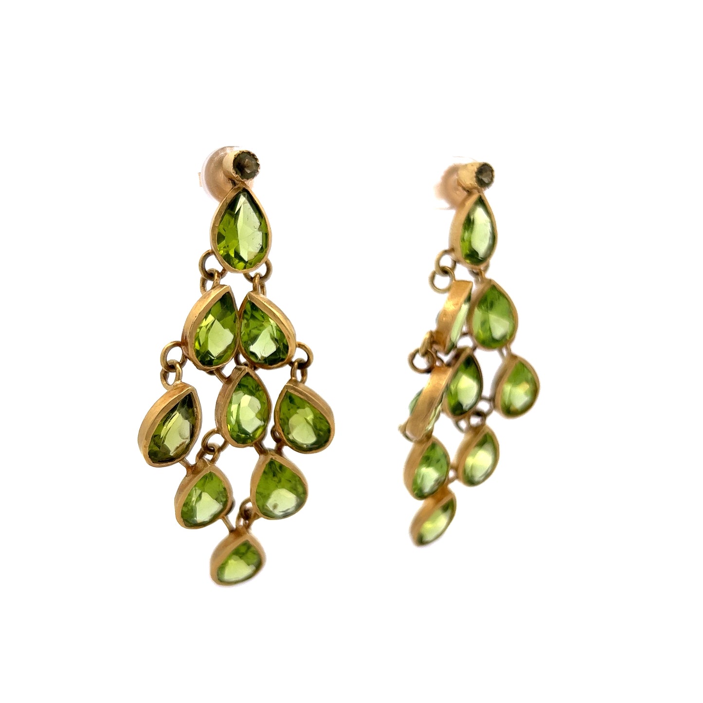 33.40 Pear Cut Peridot Drop Earrings in 18k Yellow Gold