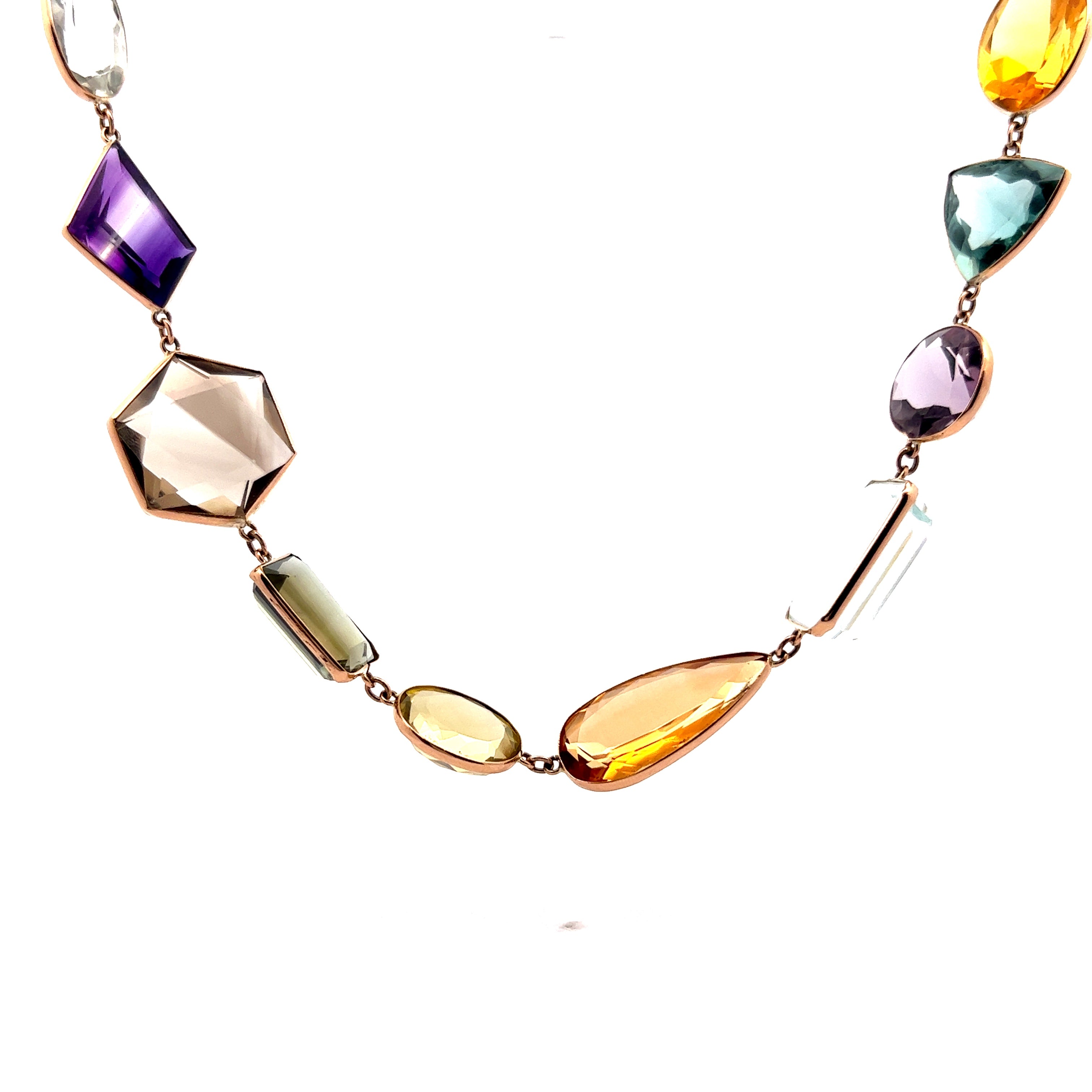 14k Yellow Gold Necklace with Multi-Colored Stones - Zawadee