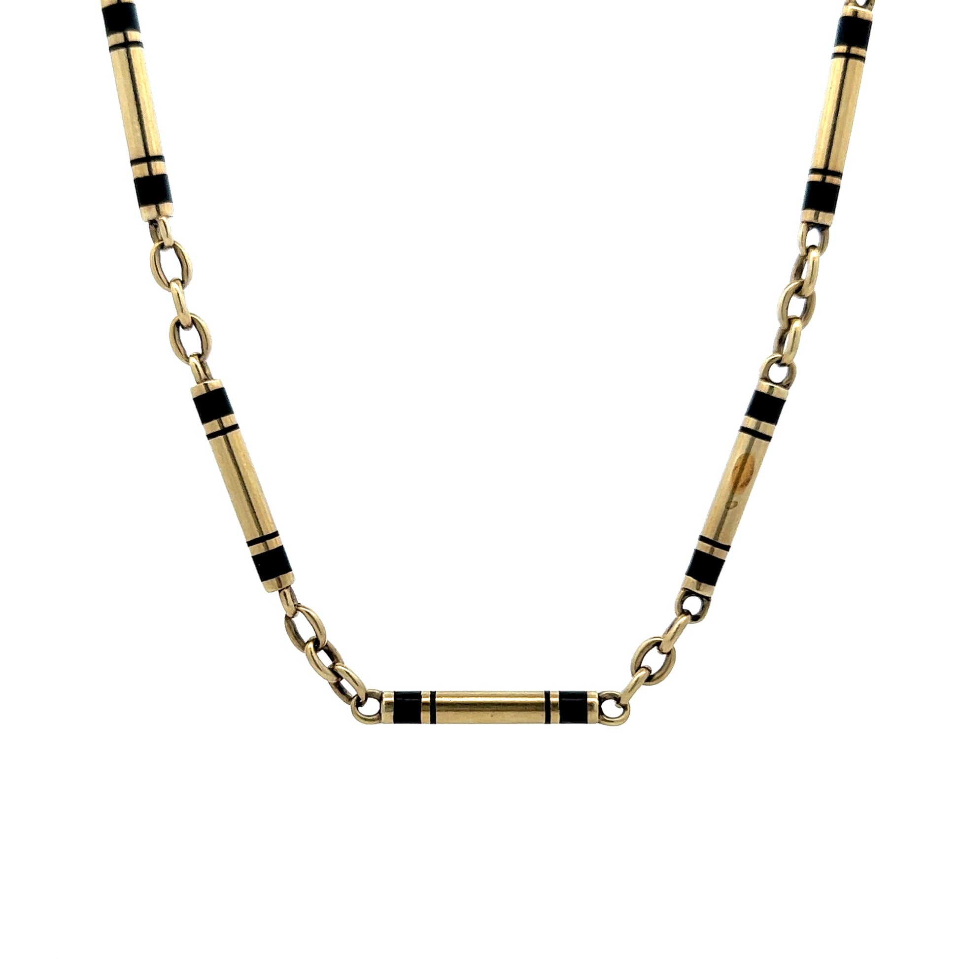 Victorian Watch Fob Chain Necklace in 14k Yellow Gold โ Filigree