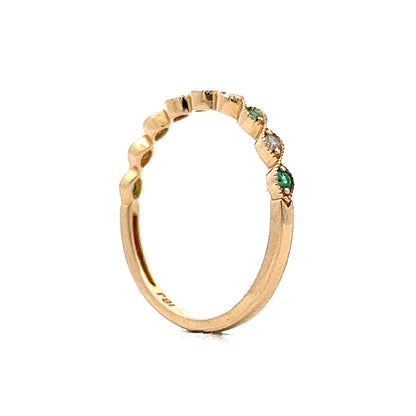 Emerald & Diamond Stacking Wedding Band in 14k Yellow Gold