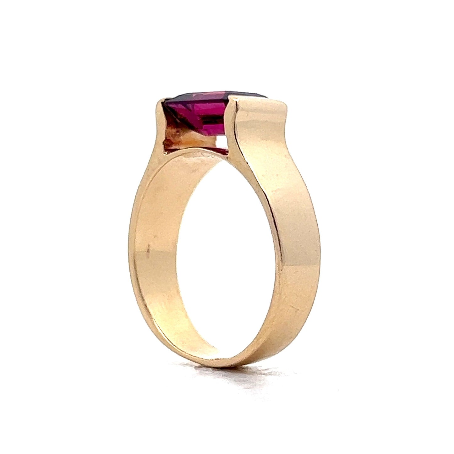 1.63 Emerald Cut Garnet Cocktail Ring in Yellow Gold