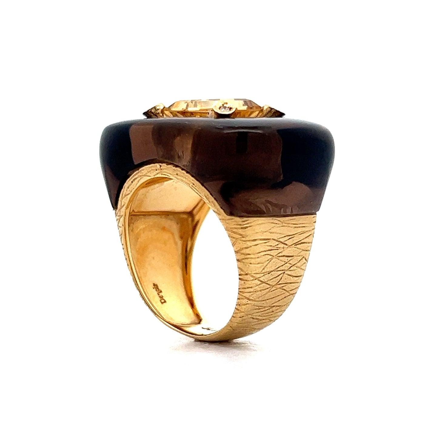 .93 Citrine & Smokey Quartz Cocktail Ring in 18k Yellow Gold