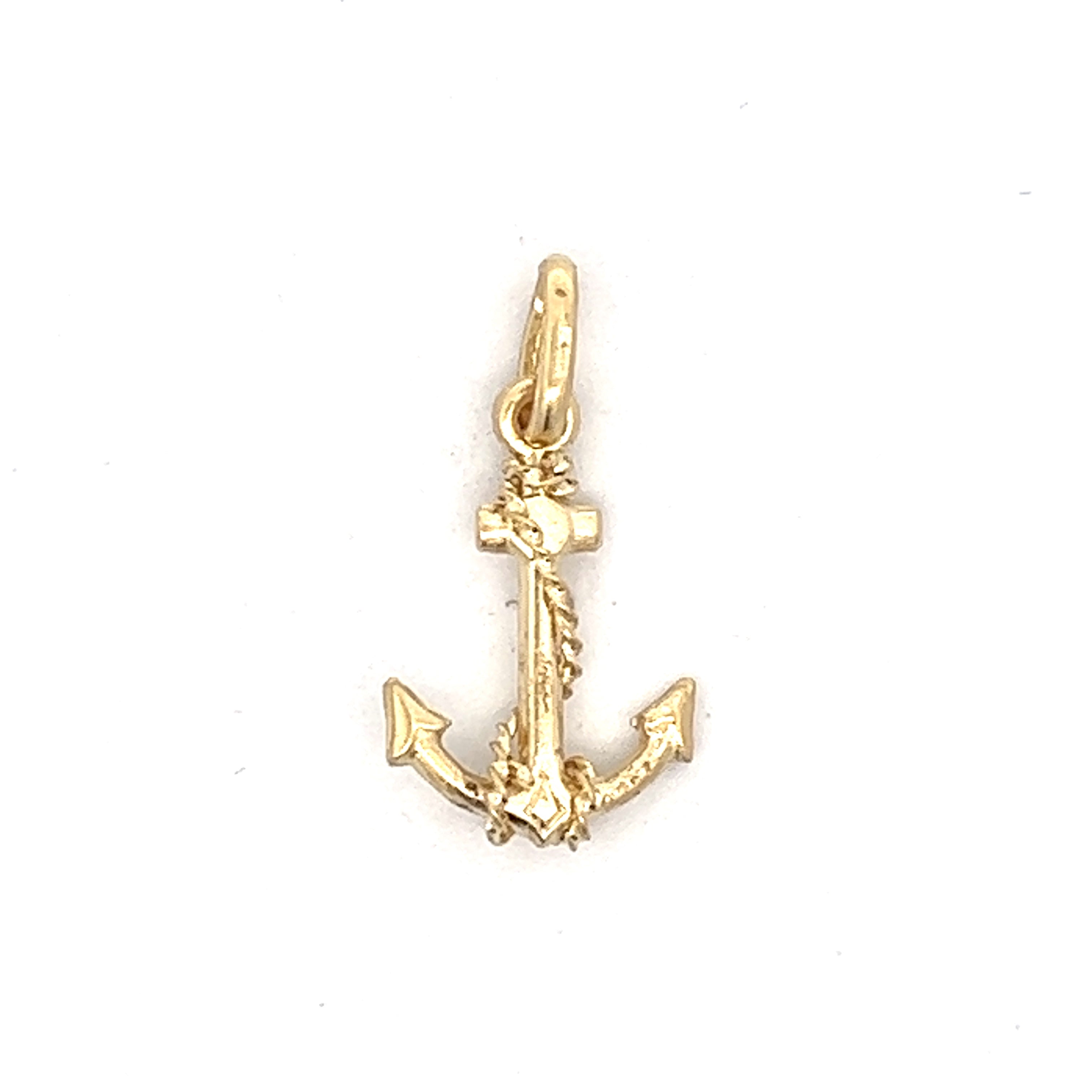 Anchor Pendant Necklace Charm in 14k Yellow Gold Filigree Jewelers